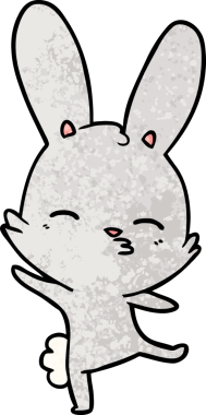 Bir insan tarafından çizilmiş meraklı tavşan çizgi filmi.