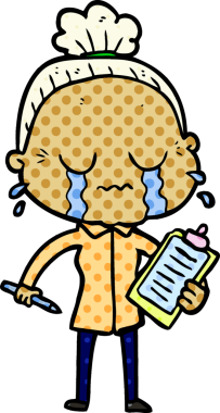 Bir insan tarafından çizilmiş ağlayan yaşlı kadın çizgi filmi.