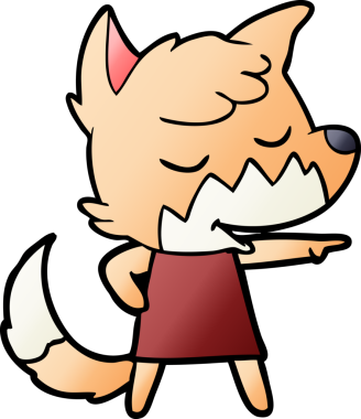 Bir insan tarafından çizilmiş dost canlısı tilki kız.