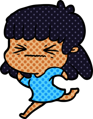 Bir insan tarafından çizilmiş kızgın bir kız.