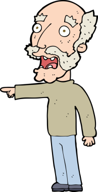 Çizgi filmdeki korkak yaşlı adam bir insan tarafından çizilmiş.