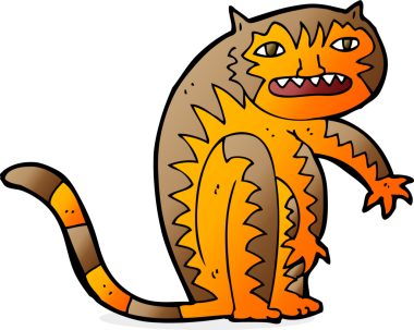 Bir insan tarafından çizilmiş çizgi film kaplanı.