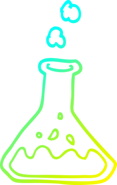 Şişedeki karikatür kimyasallarının insan tarafından çizilmiş soğuk gradyan çizgileri.