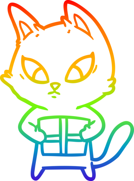 gökkuşağı gradyan çizimi kafası karışmış çizgi film kedisinin bir insan tarafından çizilmiş bir hediyesi.