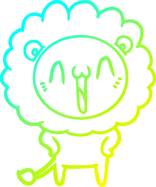 Bir insan tarafından çizilmiş mutlu çizgi film aslanı çizimi.