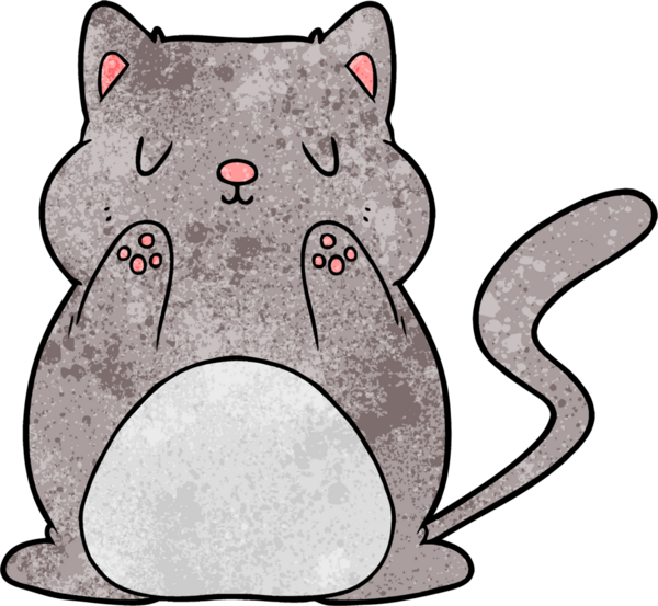 Bir insan tarafından çizilmiş çizgi film kedisi.