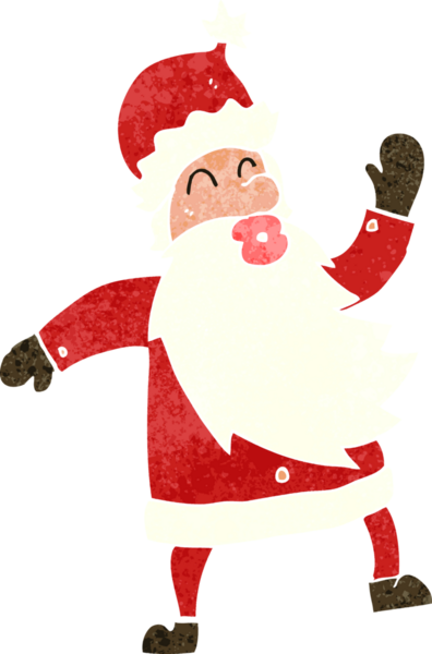 Bir insan tarafından çizilmiş Noel Baba çizgi filmi.