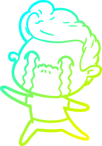 Bir insan tarafından çizilmiş ağlayan bir çizgi film karakteri çizimi.