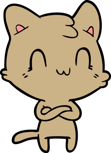 Bir insan tarafından çizilmiş mutlu bir kedi.