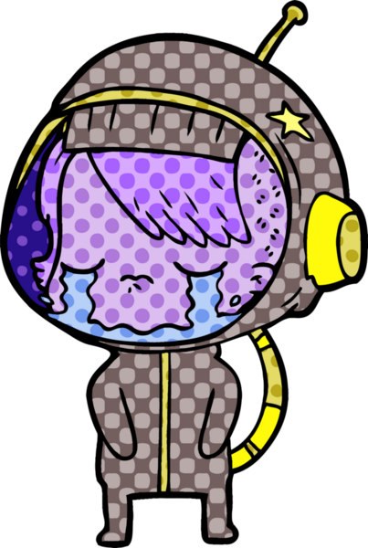 Bir insan tarafından çizilmiş ağlayan astronot kız.