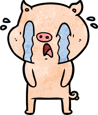 Bir insan tarafından çizilmiş ağlayan domuz çizgi filmi.