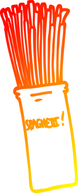 Bir insan tarafından çizilmiş makarna kavanozunun sıcak gradyan çizimi.