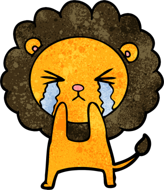 Bir insan tarafından çizilmiş ağlayan bir aslan.