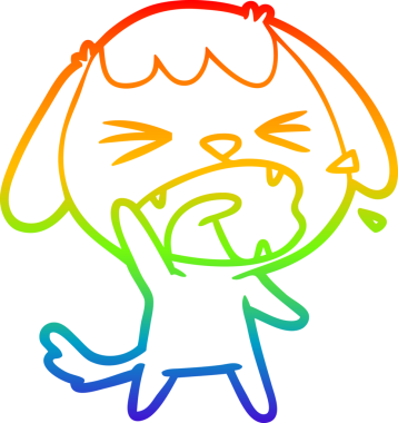 Gökkuşağı gradyan çizgisi bir insan tarafından çizilmiş şirin bir çizgi köpek havlaması.