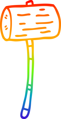 gökkuşağı gradyan çizgi çizimi bir insan tarafından çizilmiş ahşap çekiç