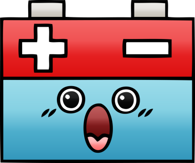 Bir insan tarafından çizilmiş bir araba aküsünün gölgelenmiş karikatürü