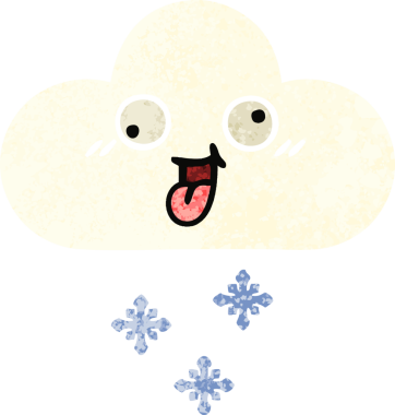 Bir insan tarafından çizilmiş bir kar bulutunun retro çizim tarzı karikatürü