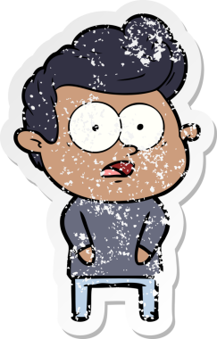 Bir insan tarafından çizilmiş, kederli bir çizgi film çıkartması.