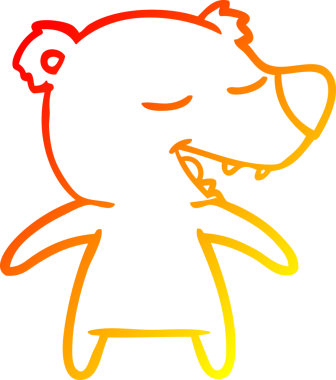 Bir insan tarafından çizilen çizgi film ayısının sıcak çizgi çizimi