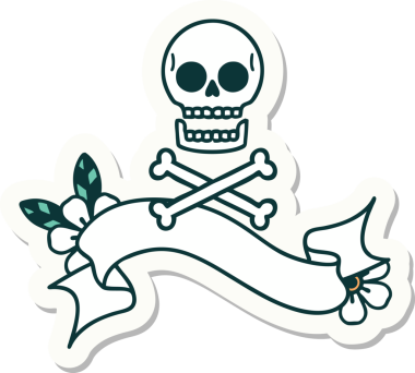 Bir insan tarafından çizilmiş çapraz kemikli dövme stili etiketi