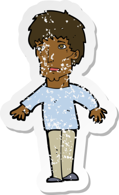 Bir insan tarafından çizilmiş bir karikatürün gerilimli çıkartması şaşırttı.