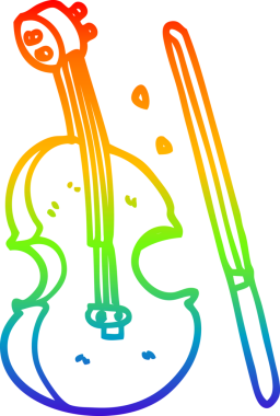 gökkuşağı gradyan çizgi çizimi bir insan tarafından çizilmiş keman ve yay