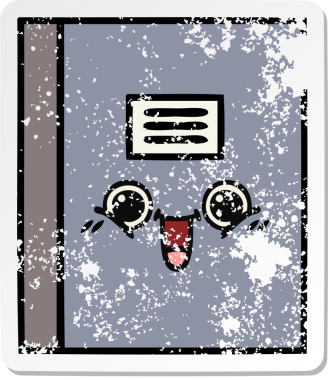 Bir insan tarafından çizilmiş şirin bir çizgi roman çıkartması.