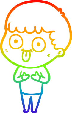 Gökkuşağı gradyan çizgi çizimi bir insan tarafından çizilmiş bir karikatür adam