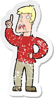 Bir insan tarafından çizilmiş bir karikatürcünün retro sıkıntılı çıkartması.