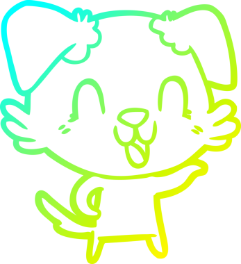 Bir insan tarafından çizilmiş gülen çizgi film köpeğinin soğuk çizgisi.