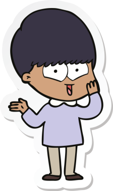 Bir insan tarafından çizilmiş mutlu bir çocuğun çıkartması.