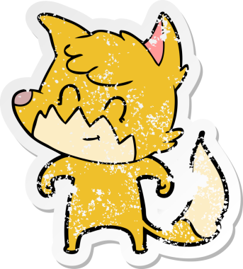 Bir insan tarafından çizilmiş karikatür dostu tilkinin sıkıntılı çıkartması.