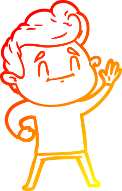 Bir insan tarafından çizilmiş mutlu bir çizgi film karakteri çizimi.