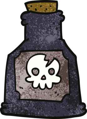 Bir insan tarafından çizilmiş şişedeki karalama zehiri.