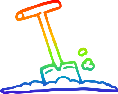 gökkuşağı gradyan çizgi çizimi bir insan tarafından çamurda çizilmiş kürek