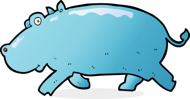 Bir insan tarafından çizilmiş su aygırı çizgi filmi.