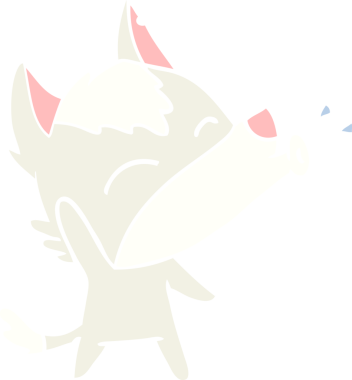 Uluyan Kurt düz renkli çizgi film bir insan tarafından çizildi.