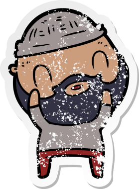 Bir insan tarafından çizilmiş sakallı bir adamın sıkıntılı çıkartması.