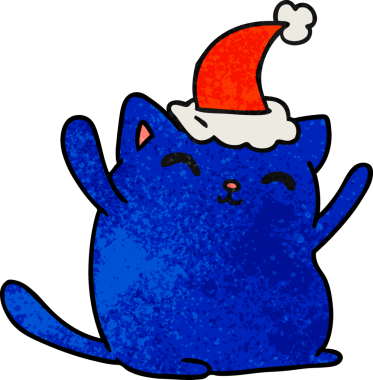 Bir insan tarafından çizilmiş kawaii kedisinin el yapımı karikatürü.