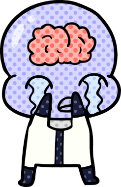 Bir insan tarafından çizilmiş koca beyinli bir uzaylı ağlaması.