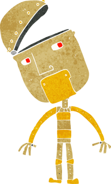 Bir insan tarafından çizilmiş çizgi film robotu