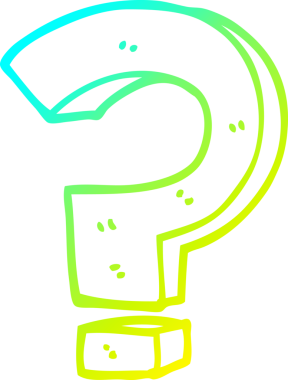 Bir insan tarafından çizilen soru işaretinin soğuk gradyan çizgisi