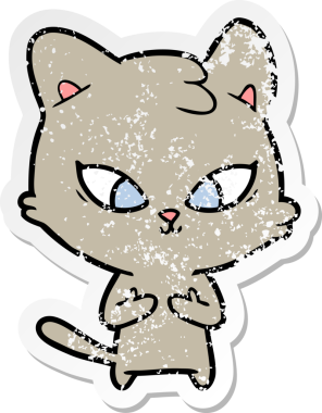 Bir insan tarafından çizilmiş şirin bir çizgi film kedisinin sıkıntılı çıkartması.