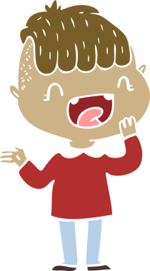 Düz renkli çizgi film mutlu çocuk bir insan tarafından çizilmiş.