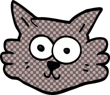 Bir insan tarafından çizilmiş karalama kedi yüzü.