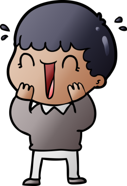 Bir insan tarafından çizilmiş gülen karikatür adam.