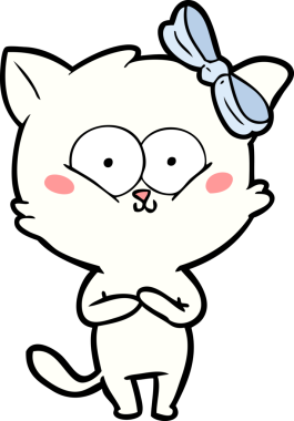 Bir insan tarafından çizilmiş çizgi film kedisi.