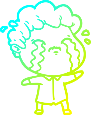 Bir insan tarafından çizilmiş ağlayan bir çizgi film karakteri çizimi.