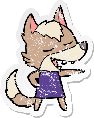 Bir insan tarafından çizilmiş bir karikatür kurdunun sıkıntılı çıkartması.