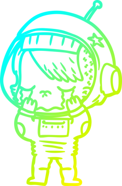 Bir insan tarafından çizilmiş ağlayan astronot bir kızın soğuk gradyan çizimi